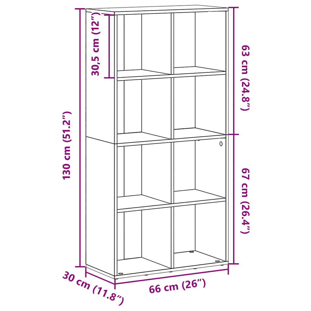 Bookshelf Sideboard Concrete Grey 66*30*130 cm Wood Based Material