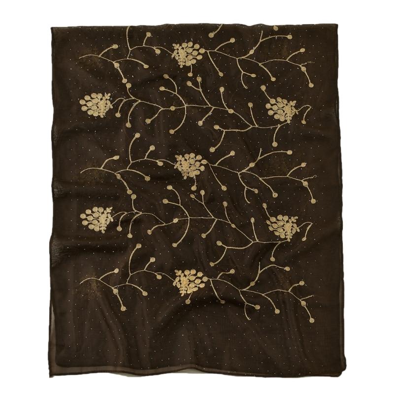 

Flower Design Shawl Wrap Turban Scarf Bandana Soft Hot Drilling Headscarf For Women Daily Wear And Special Occasion