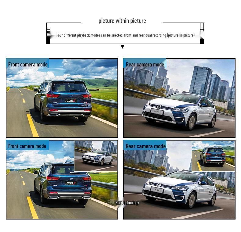 HD Dual Camera Car Recorder with 4-inch Touch Screen and Reversing Image
