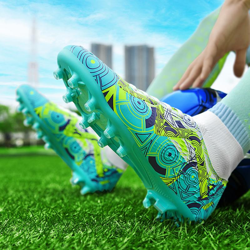 33-46 Unisex Football Boots Lace-nails Graffiti High Elastic Sock Mouth Training Artificial Captain Outdoor Sports Training Children Football Shoes