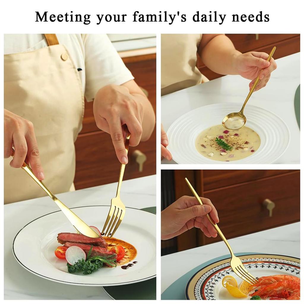 24/40 Pieces Reusable Stainless Steel Flatware Set for Daily Use, Protable Cutlery Set for Home, Wedding, Restaurant, Camping, Mirror Polished