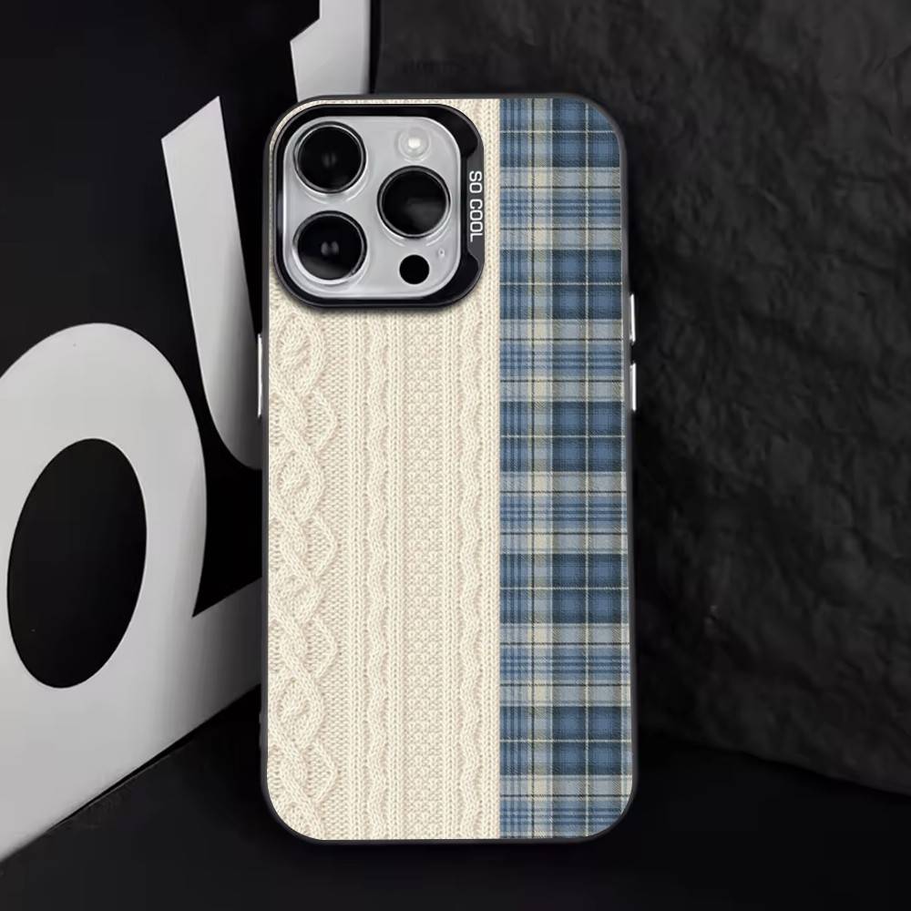 Style grille d'assemblage   Coque de téléphone pour iPhone 17,16,15,14,13,12,11 Plus,Pro Max,XS,Argent Coloré Plaqué Intérieur