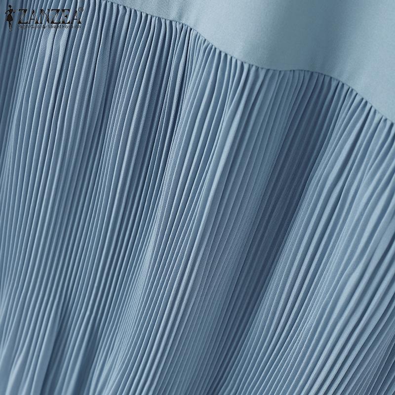 ZANZEA Lässiges Patchwork-Sommerkleid für Damen mit O-Ausschnitt und kurzen Ärmeln