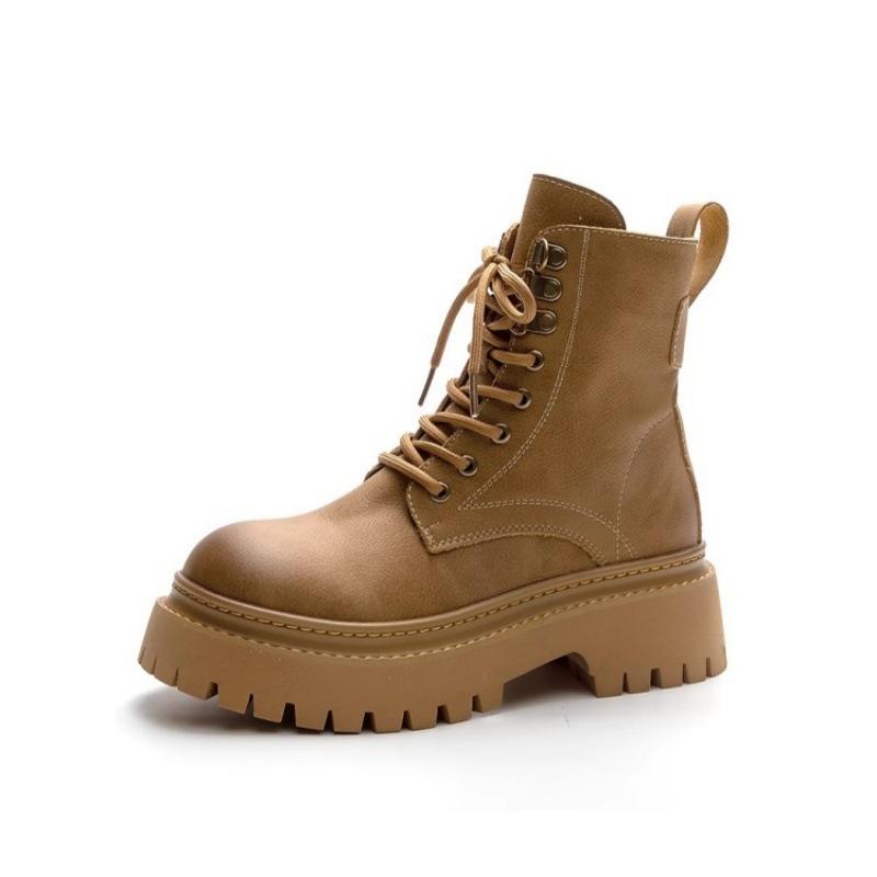 British Style Popular Martin Boots Women's 2025 Autumn and Winter New Thick-soled Heightened Fried Street Big Yellow Boots Retro Locomotive Boots