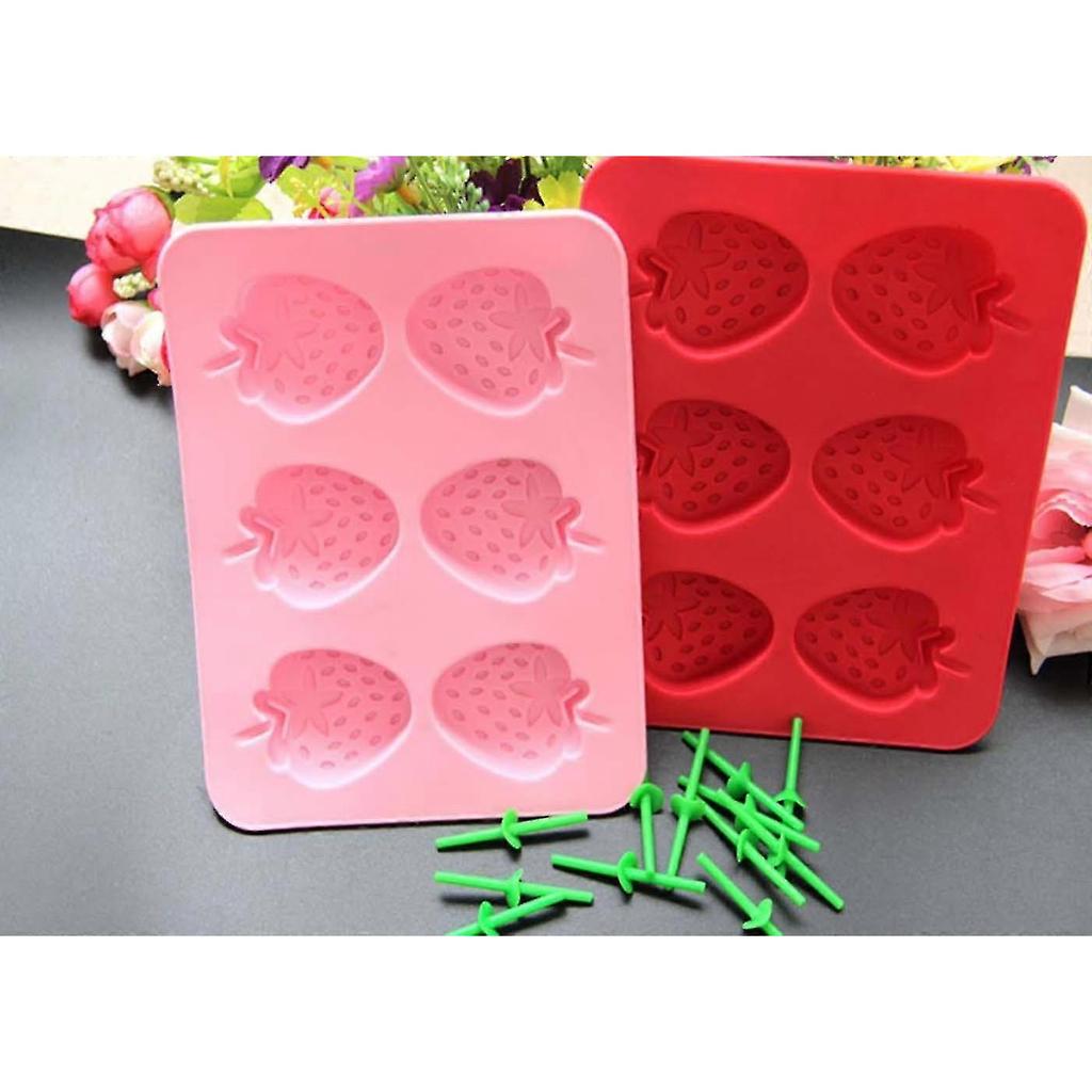 Silicone strawberry shaped mold, soap bar party drink mold, pink
