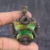 Schweizer Grüner Opal Handgefertigter Kupferdraht Wickel Schmuck Anhänger 2,48" C1h33