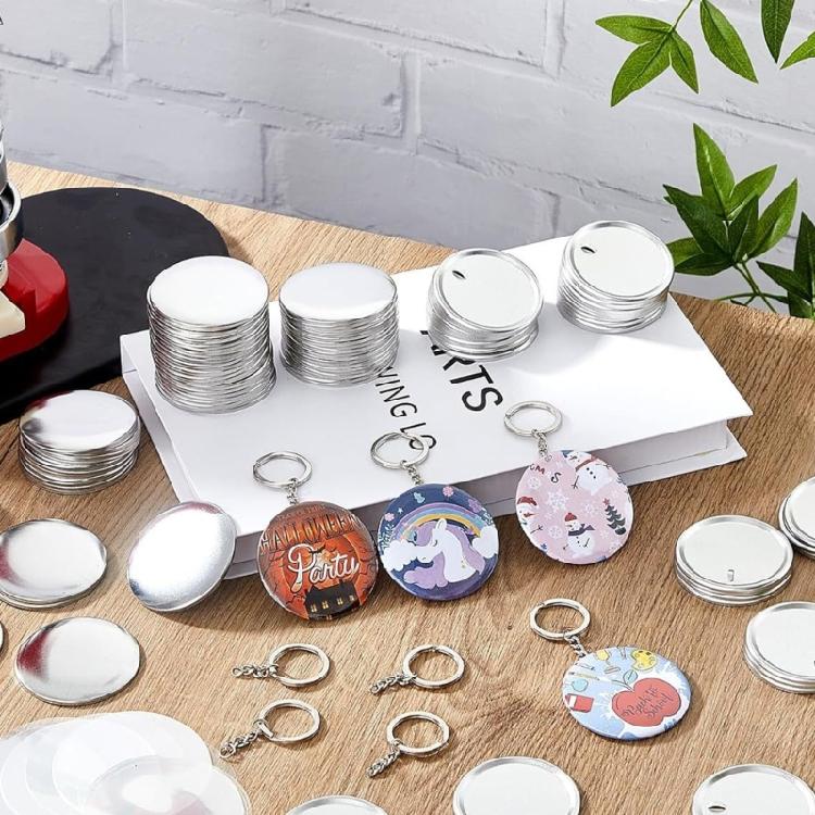 100Pcs Keychain Button Badge Set, 58mm Metal Badge and Craft Keyrings Set for Craft and Keychain Accessories