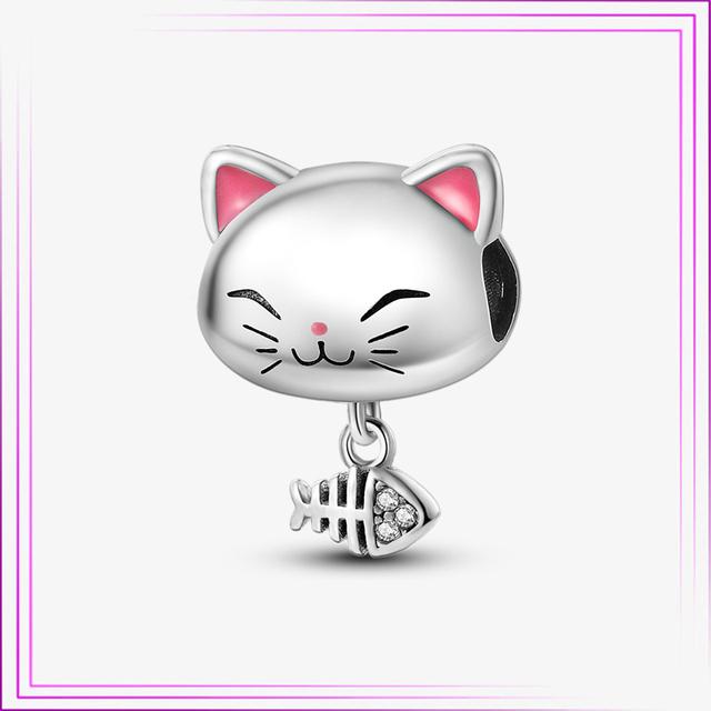 925 Sterling Sølv Hjerte Blomst Luftballong Flamingo Rosa Sjarm Plata De Ley Bil Katt Perle DIY For Originalt Armbånd Smykker