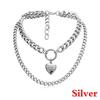 Double-layer Simple Chain Necklace Punk Gold Color Heart Pendant Choker Necklace Fashion Jewelry