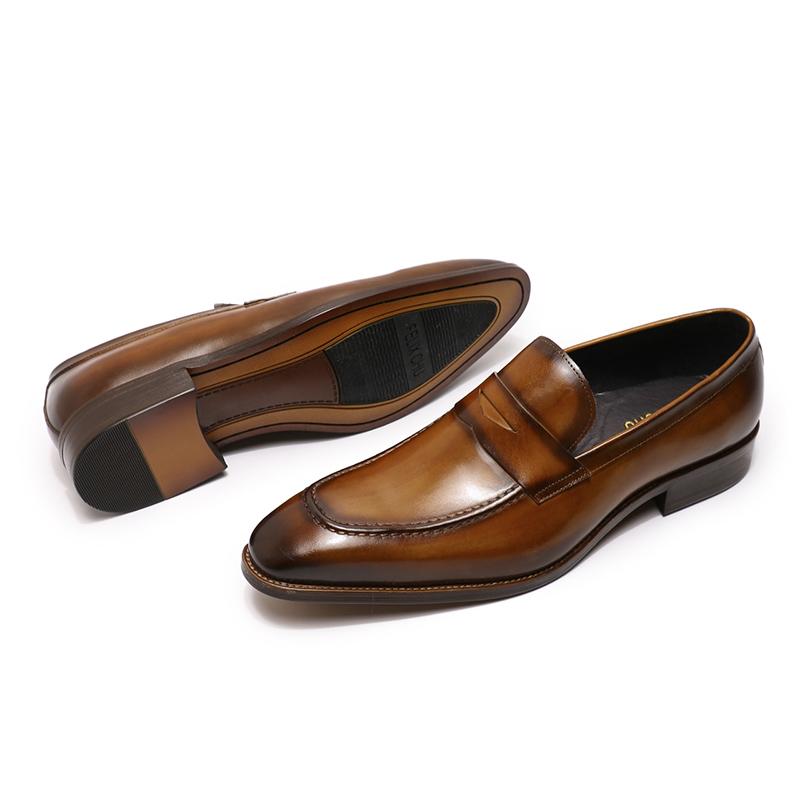 Fashion Classic Big Sizes Men's Penny Loafers Genuine Leather Blue/Brown Handmade Slip-On Business Dress Shoes Male Footwear