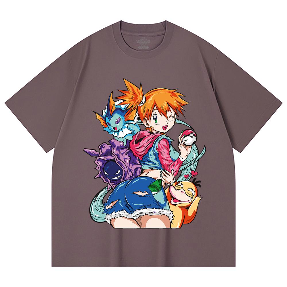 230 g/m² 100% Baumwolle Pokemon V17 Misty Print Unisex Schweres Baumwoll-T-Shirt