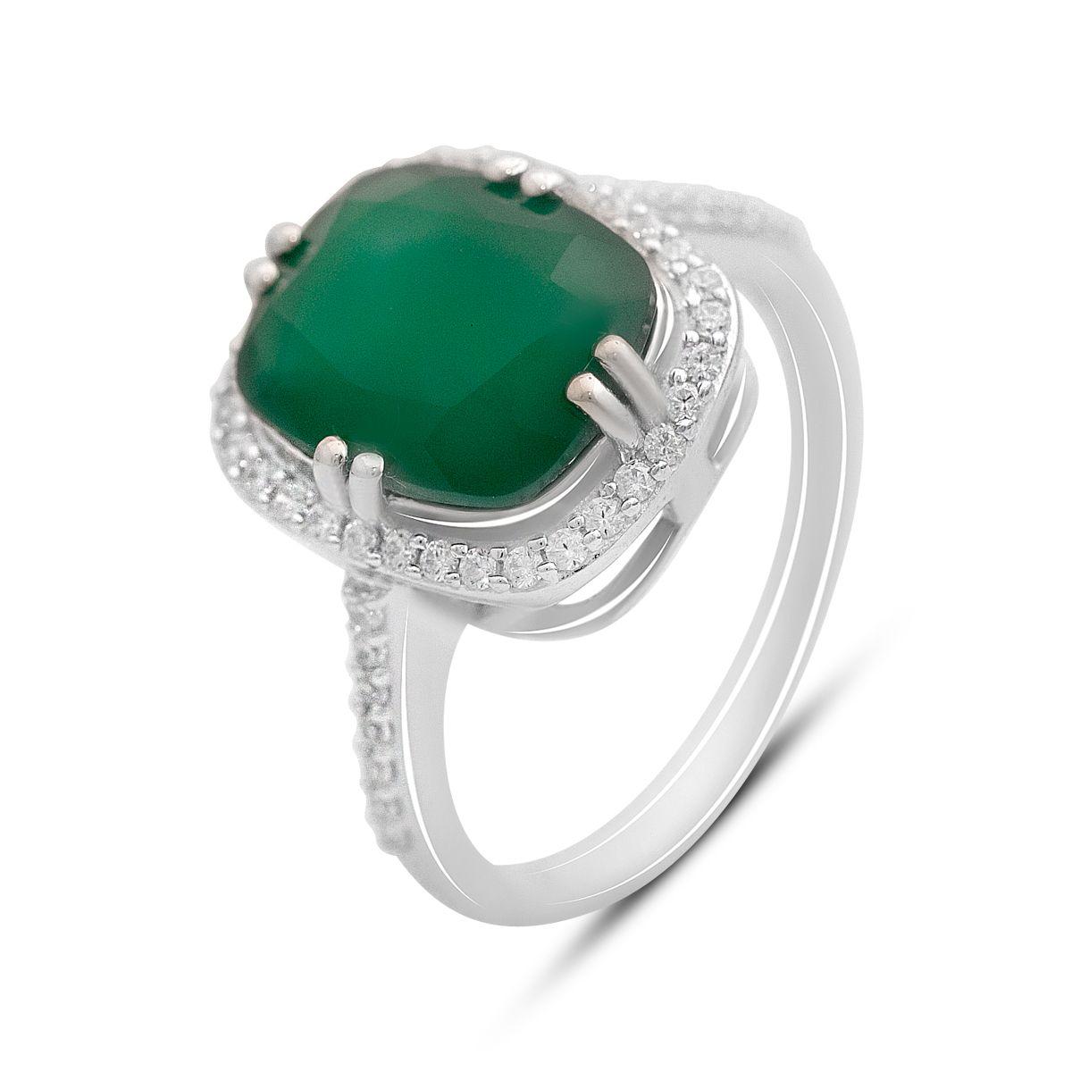 

Срібний перстень з натуральним агатом 5.246ct, вага виробу 4,58 гр (2170860) 18.5 смарагдовий