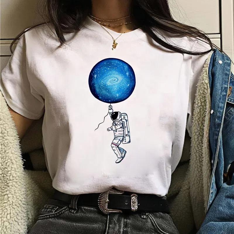 Harajuku Funny Girl Moon 90s Tričko Dámske tričko Kreslená grafika Čierna Dámske tričko Ležérne Dámske tričko Kawaii Tričko
