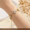 Non Tarnish Gold plate zircon Bracelet Gold Plated Stackable for Women, Thin Herringbone Chain pearl star Gift
