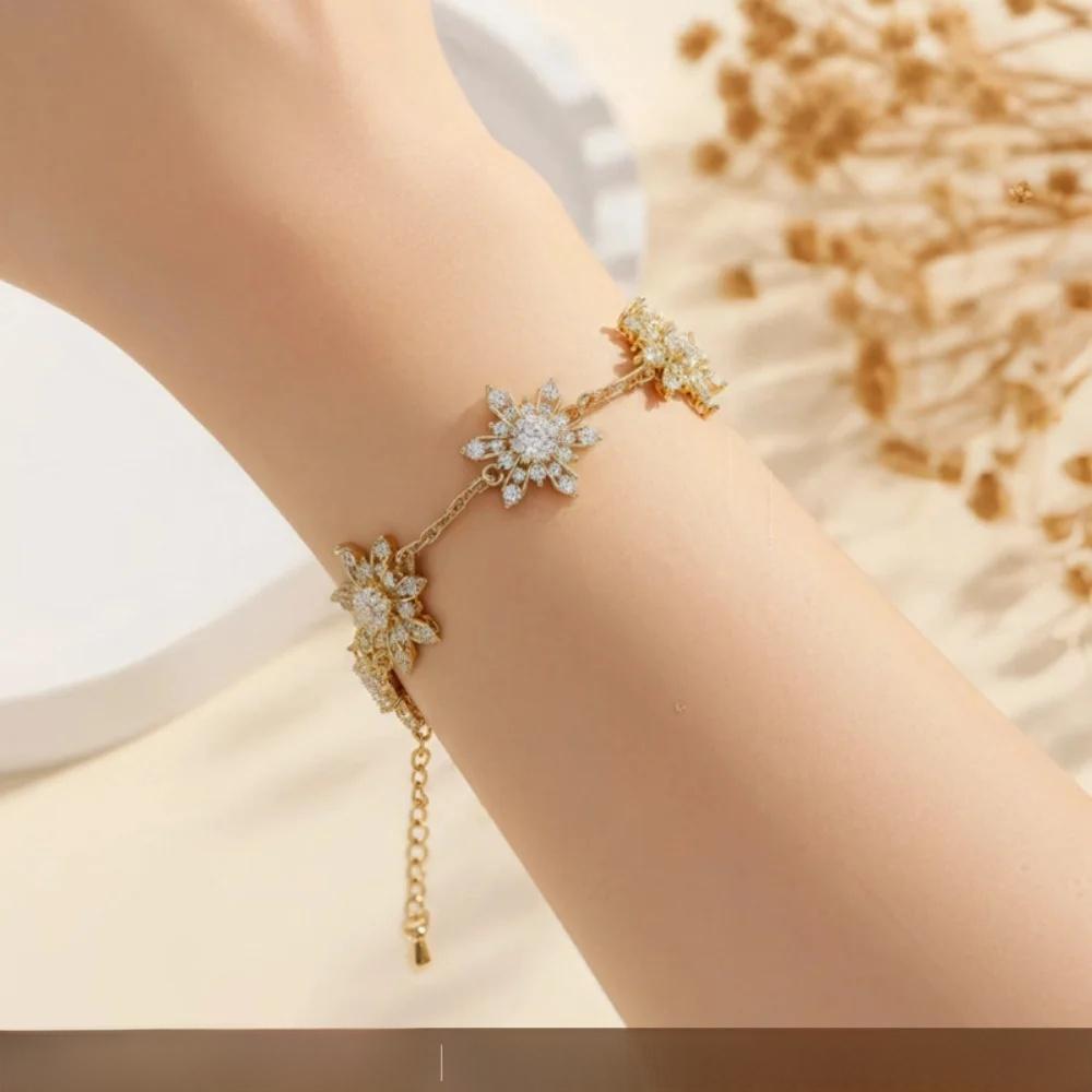 Non Tarnish Gold plate zircon Bracelet Gold Plated Stackable for Women, Thin Herringbone Chain pearl star Gift