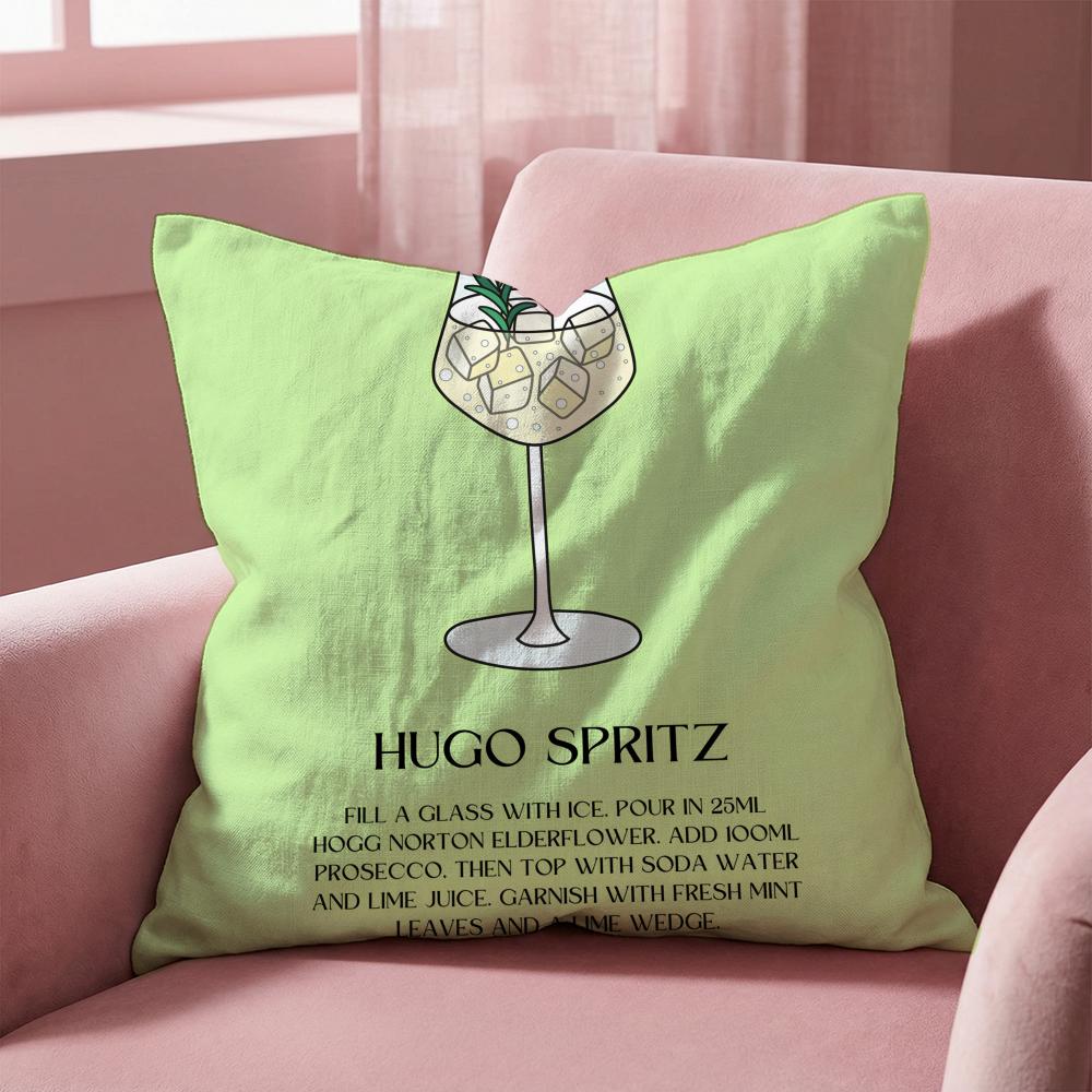 Hugo Spritz Cocktail Cushion Cover Multi-Scene Pillow Cover for Home & Car - Reversible, Soft & Durable for Daily Use