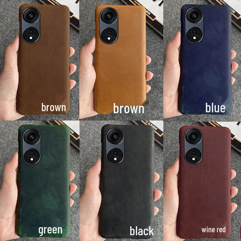 

OPPO A2 Genuine Leather Half-Cover Case in Crazy Horse Leather for A2Pro A1 Pro зелёный