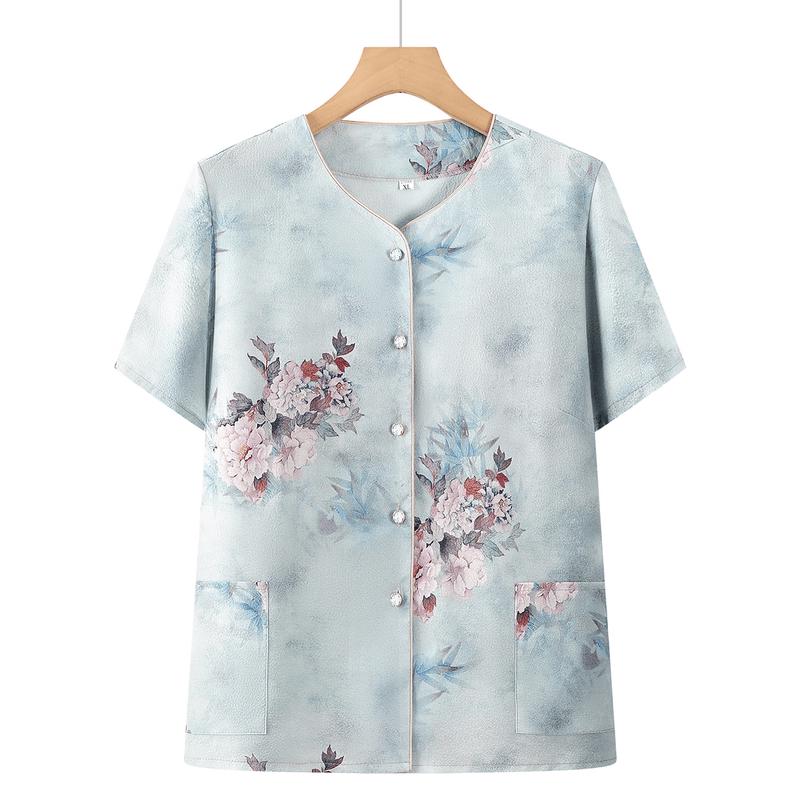 Tang Lady Mid-Aged Women s Spring/Summer Breathable Shirt 4XL