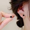 Black square small stud earrings women's sterling silver earrings, new popular exquisite temperament, advanced sense of nourishing ear hole earrings
