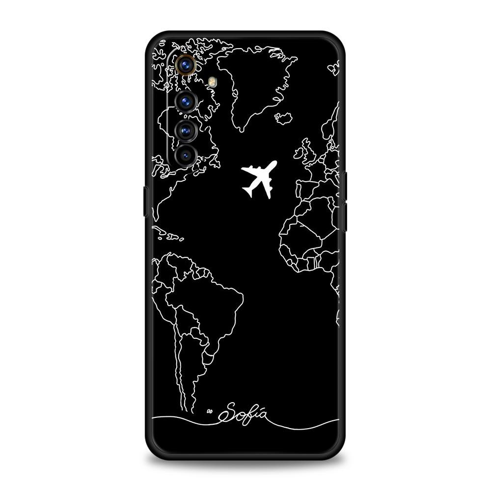 Módní letadla mapa světa cestovní kryt pro Realme GT Neo 2 3T telefon pouzdro pro Realme 11 10 9 8 5G 7 6 GT2 Pro Plus C21 C11 C25 C35 kryt