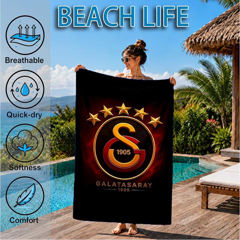 Galatasaray Football Club Emblem Beach Towel, Quick-drying, Easy to Care for, Suitable for Both Fitness and Beach Vacations,Sports Essential