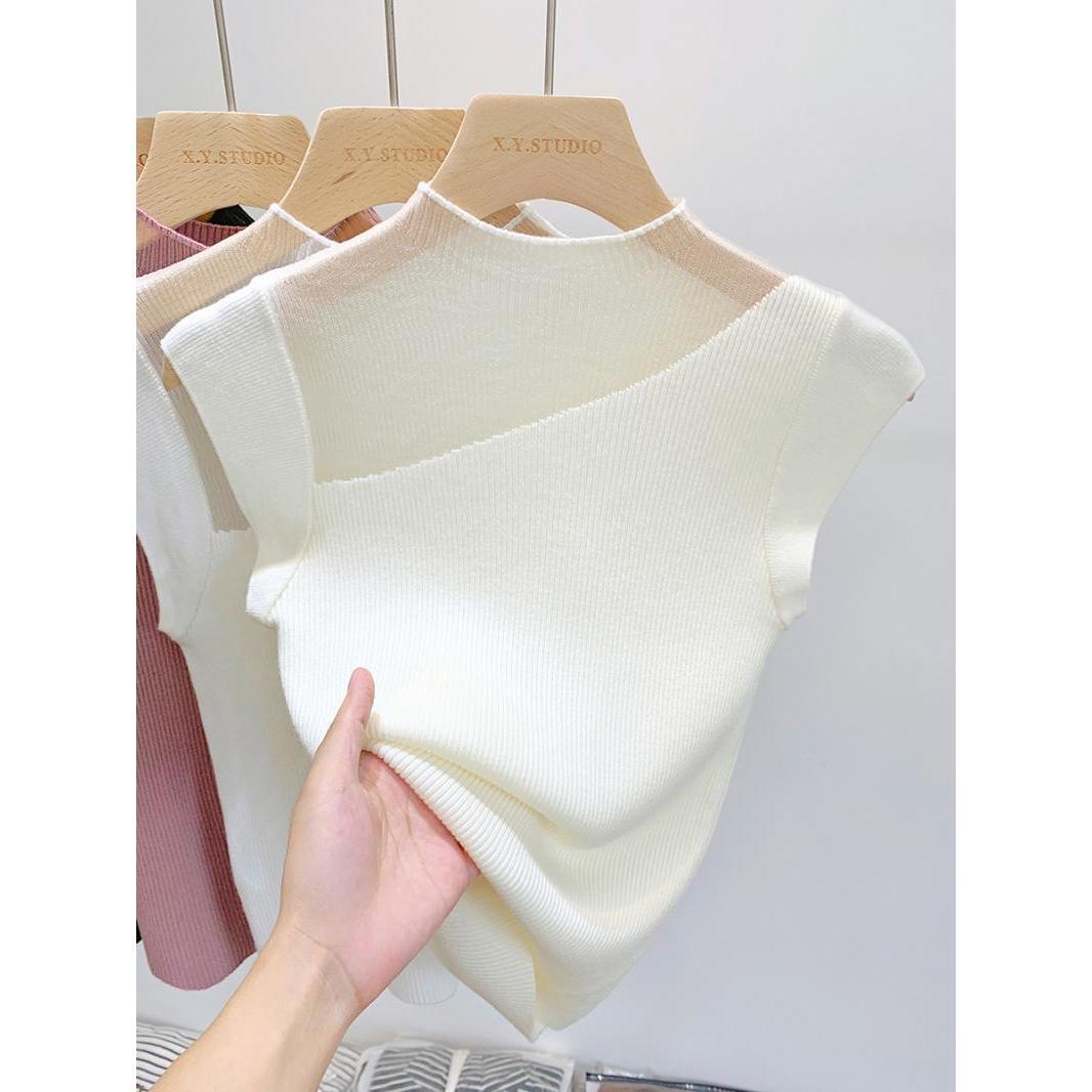 

Элегантный Дизайн Майка-Топ Женская Летняя Верхняя Одежда Вязаный Базовый Слой Укороченный Безрукавный Короткий Топ Футболка L абрикосовый