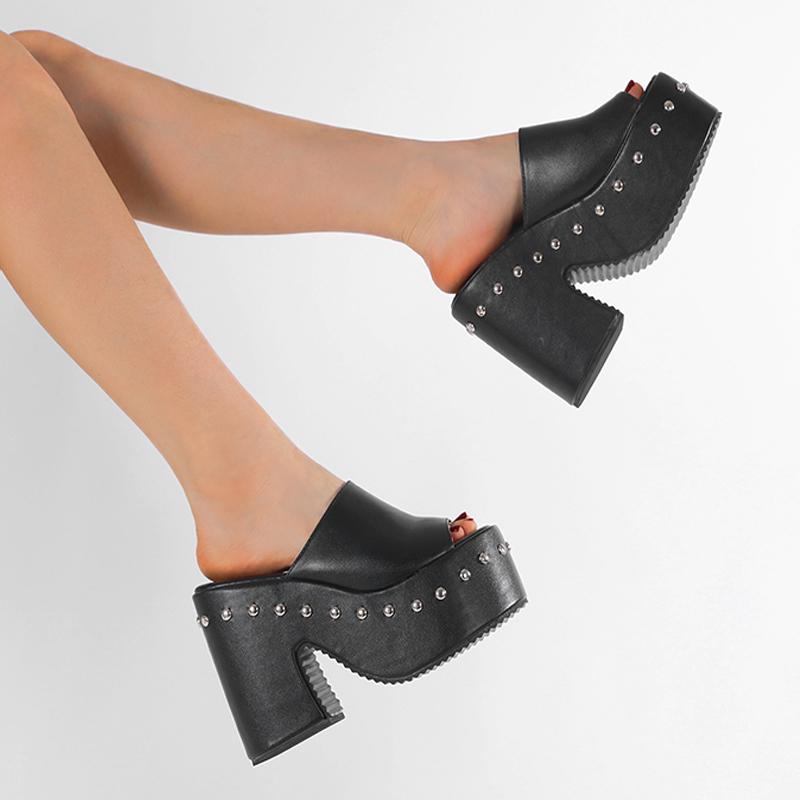 Newest Designer Women's Slippers for Large-sized Women Wear Slippers of Size 34-43 Summer 12cm Thick-bottomed Zapatos Mujer