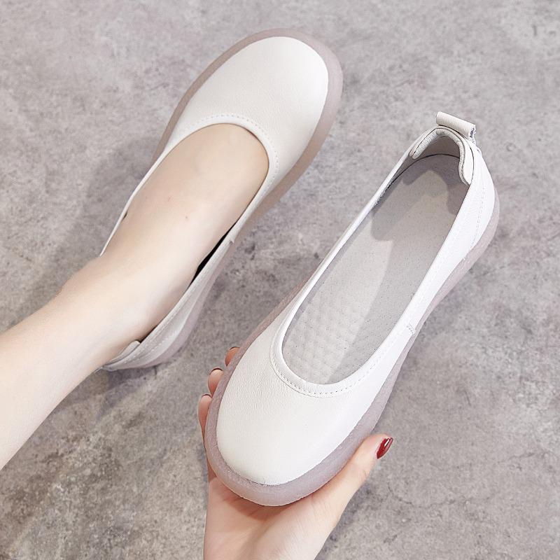 

Hong Kong Genuine Leather Flat Summer Shoes for Women - 2026 New Mori Girl Style with Cowhide Sole 34 грязно-белый
