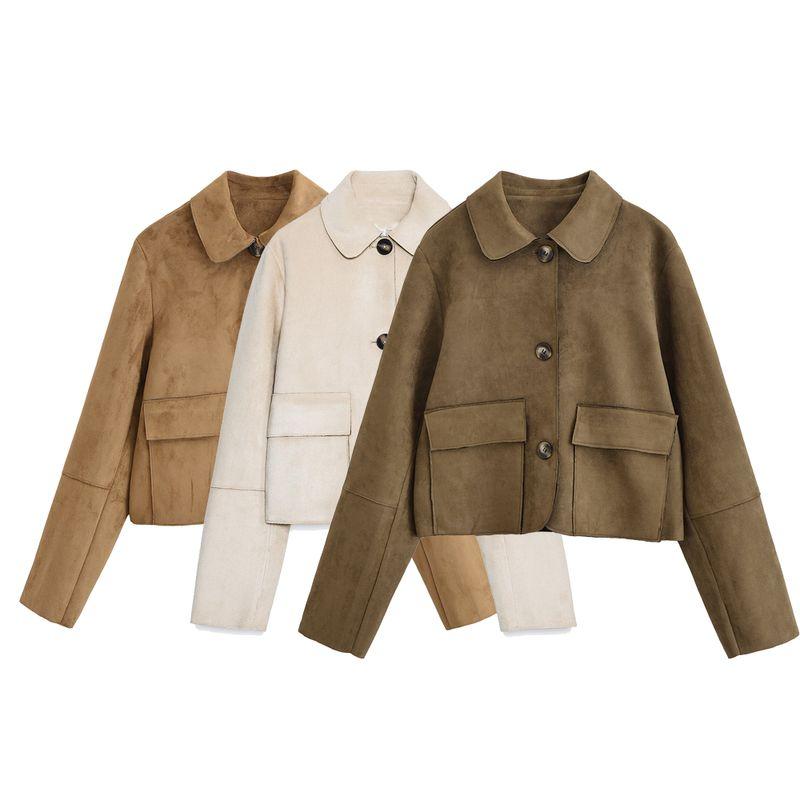 Kaslead New Women clothes Western Style Fashion Simple Suede Outerwear Jacket 4968224