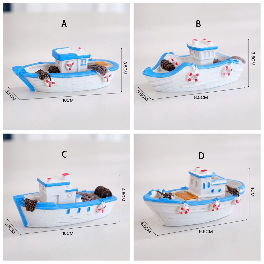 Micro Landscape Blue Boat Model Small Fishing Boat Ornament Sail Boat Figurine  Children's Room