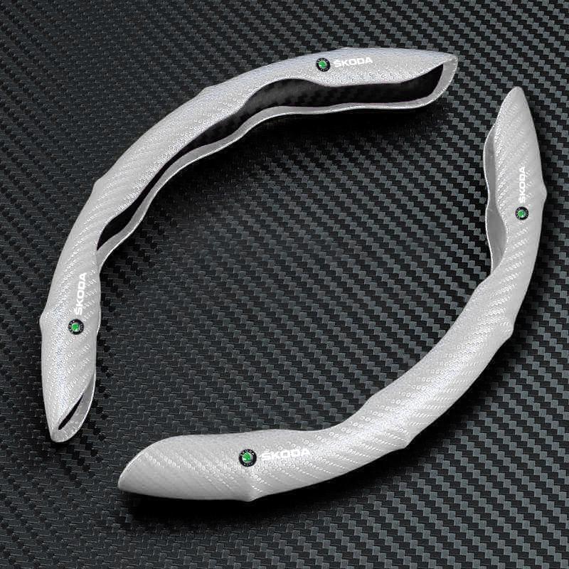 Non-Slip Universal Carbon Fiber Car Steering Wheel Cover for Skoda Octavia 1 2 3 A4 A5 MK2 Kodiaq Superb 3 Rapid Fabia 1 Car Styling
