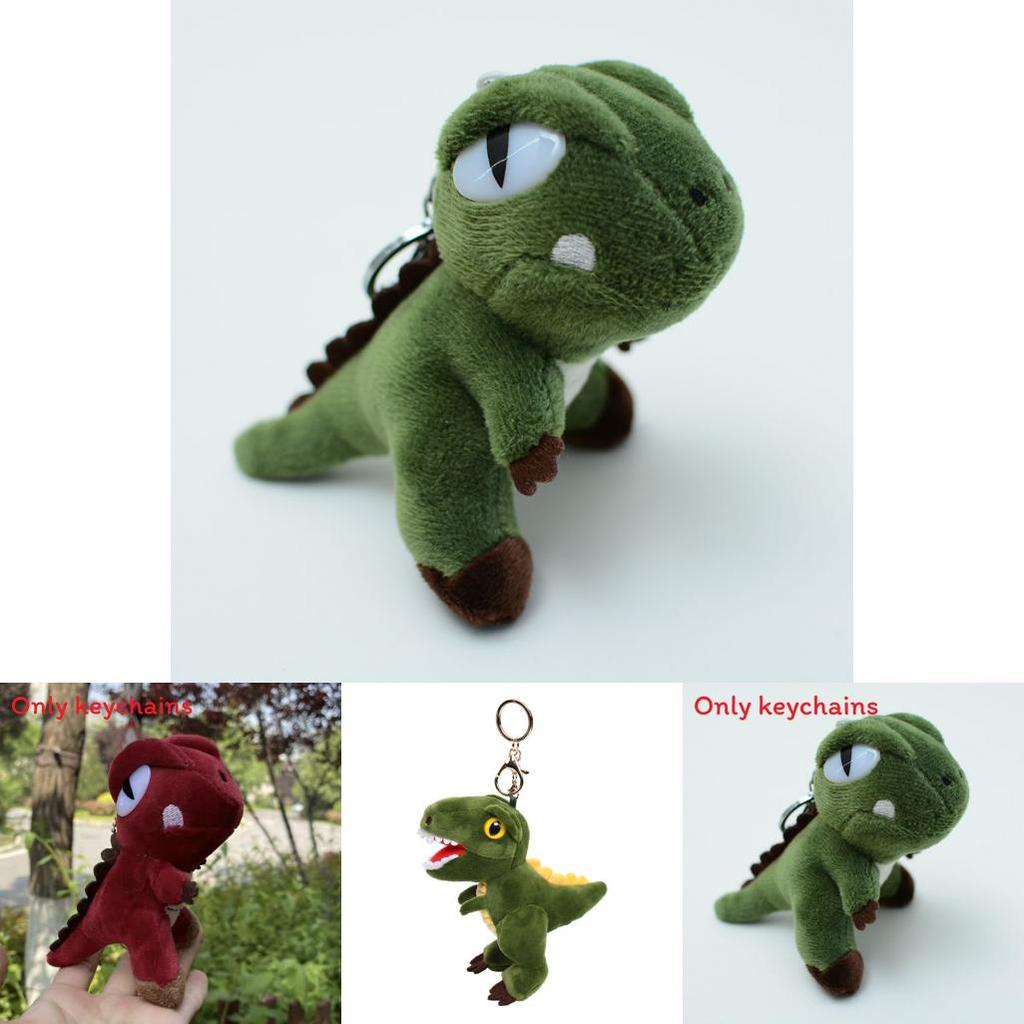 Dinosaur Plush Toy Keychain With Silver And Gold Chain For Kids And Collectors