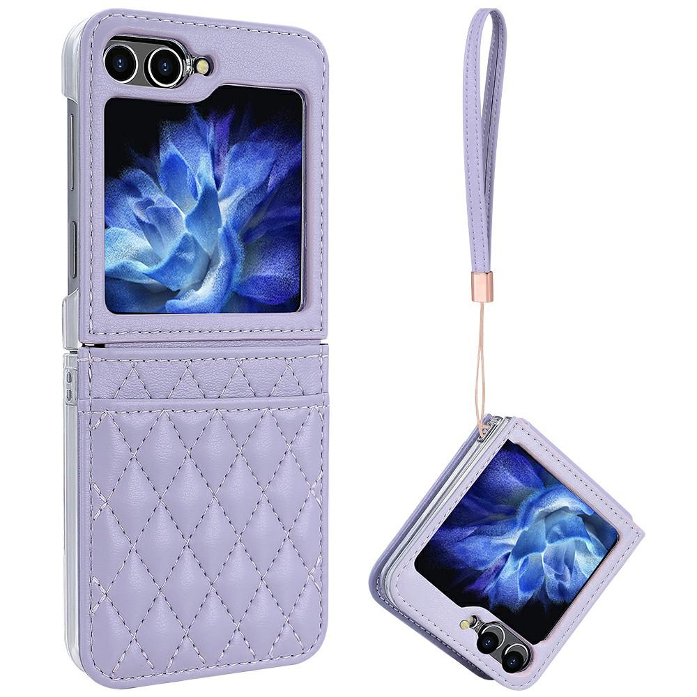 For Samsung Galaxy Z Flip7 FE 5G/Z Flip6 5G Case with Strap Card Slot PU+PC Phone Back Cover