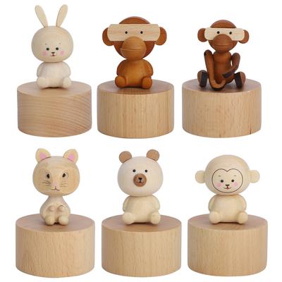 Animal Wooden Clockwork Music Boxes Children Kid Birthday Holiday Gifts Accessories