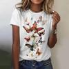 Dámské tričko Butterfly Grafický potisk Léto Krátký rukáv Ležérní Topy Street Fashion Tričko O Výstřih Nadměrné Dámské Oblečení