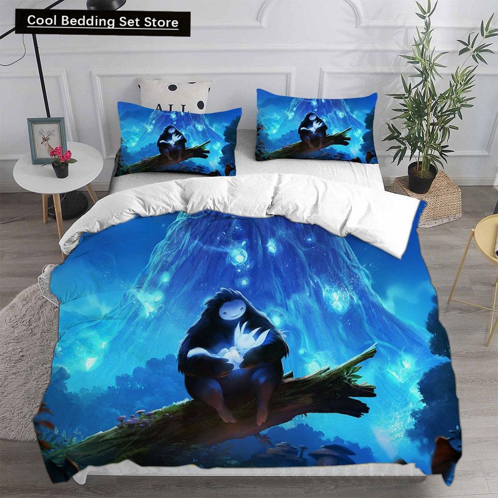 3D Spiel Ori and the Blind Forest Bettwäschesets Bettdecke Steppdecke Bettbezug Bettbezug Kissenbezug 2-3-teilige Sets Kinder Erwachsenengröße