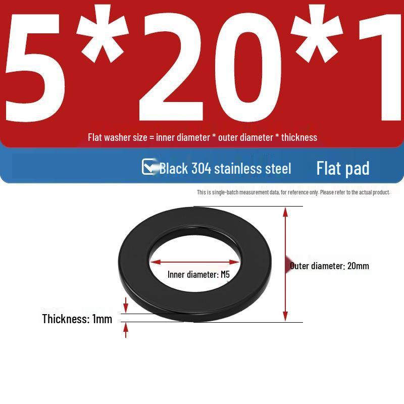 Ultra-Thin Black Zinc-Plated Stainless Steel Flat Washer (M2-M20)