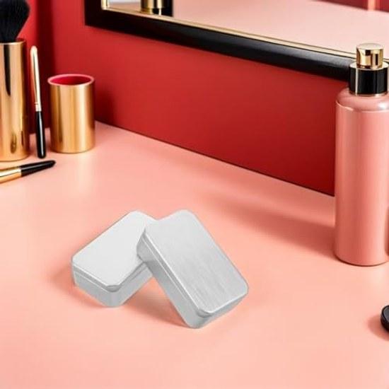 No-brand item 2 pieces Silver golf tee case can square tin storage box lid Ideal organizing small items jewelry Convenient portable organizer travel