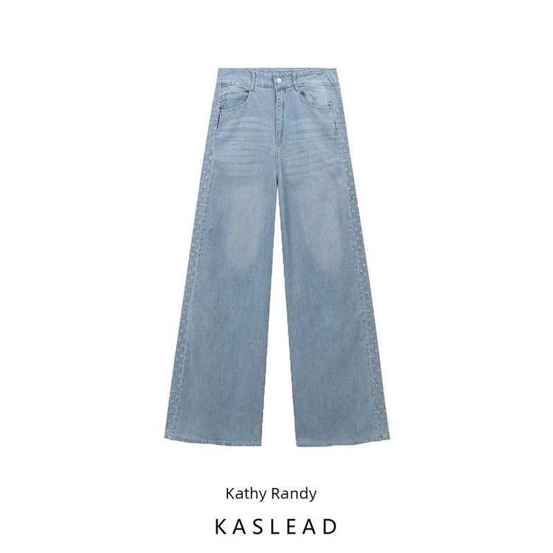 Kaslead New Arrival Women's Clothing Fashion Style Fashion Hollowed-out Embroidered High Waist Loose Denim 6147119