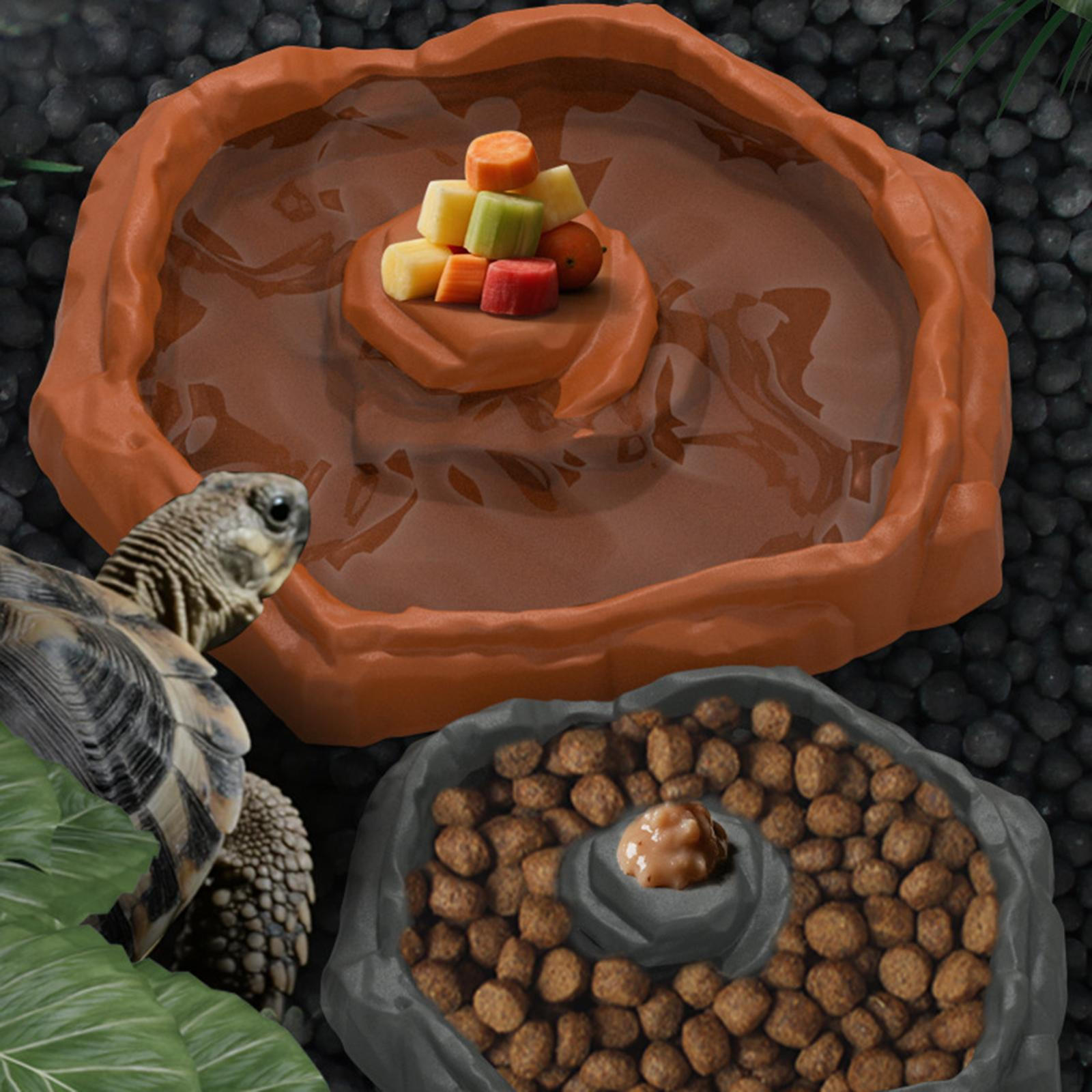 

Reptile Feeder Bowl Food and Water to Clean Tank Accessories, for Lizard, Snake, Gecko, коричневий