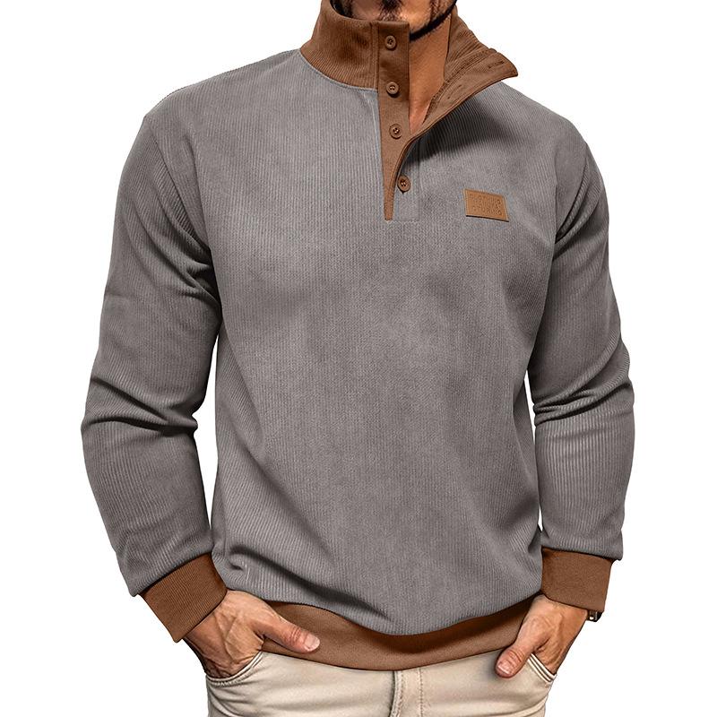2025 Autumn and Winter Men's Casual Sweatshirt Men's Stand Collar Top