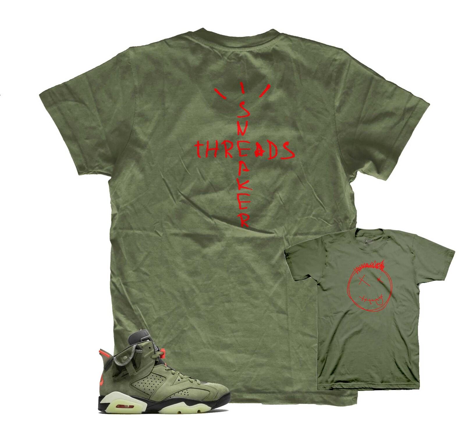 Sneaker Tees To Match Retro 6 Olive Travis Scott - Scribble Shirt L