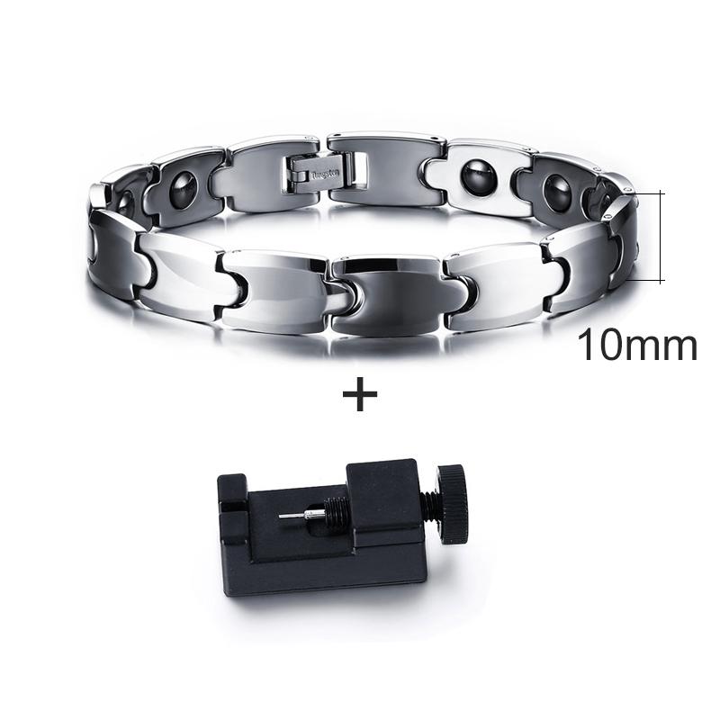 Ikuinen Couple Tungsten Bracelet for Men Women Hematite Health Energy Chain Link Bracelet Lovers Wristband Magnetic Bracelet Benefits