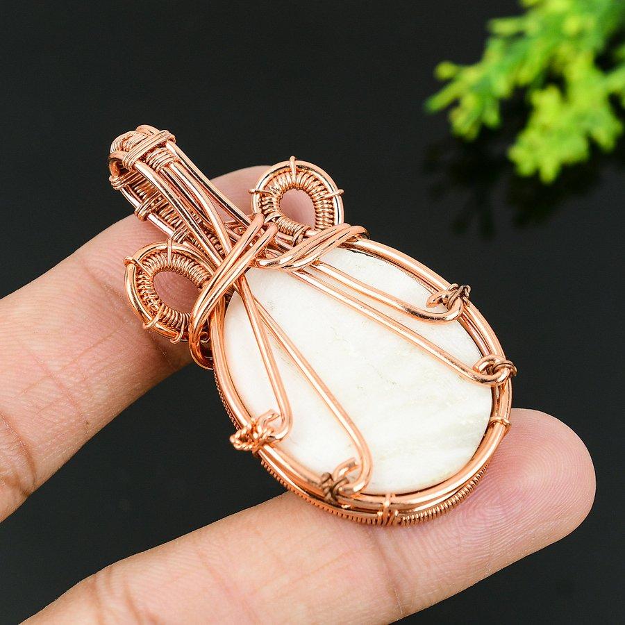 Scolecite Handmade Copper Wire Wrap Jewelry Pendant 2.17 U7s18
