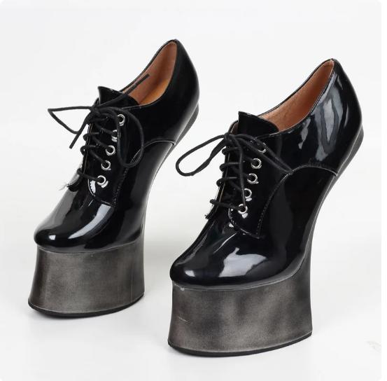 18CM Hoof Heelless Platform Naked Boots,Women Sexy Patent Leather Dance Shoes,Man Fetish High Heels Booties,Ankle Botas,Dropship
