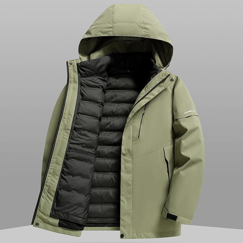 

Носите три вида одежды осенью и зимой, новая теплая и утолщенная молодежная куртка с утиным пухом национального стандарта, защищающая от холода 195 светло-зеленый