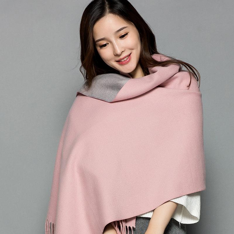 Soft Faux Cashmere Double Sided Scarf Women Fashion Winter Warm Shawl