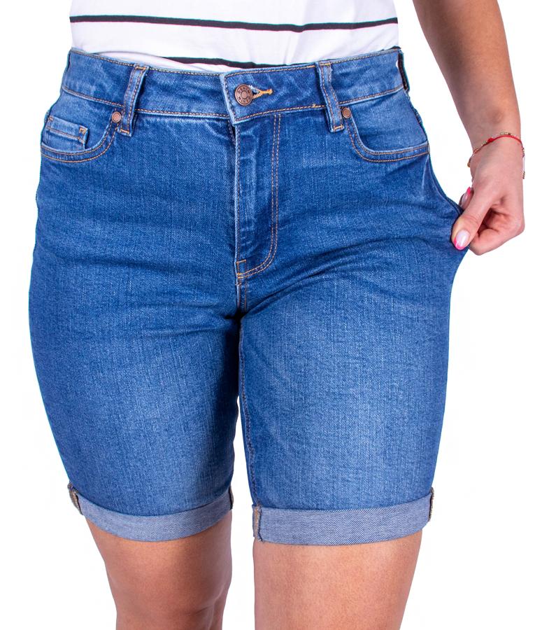 Krótkie Spodenki Jeansowe Damskie Bermudy Przed Kolano Firi Niebieskie 40 L