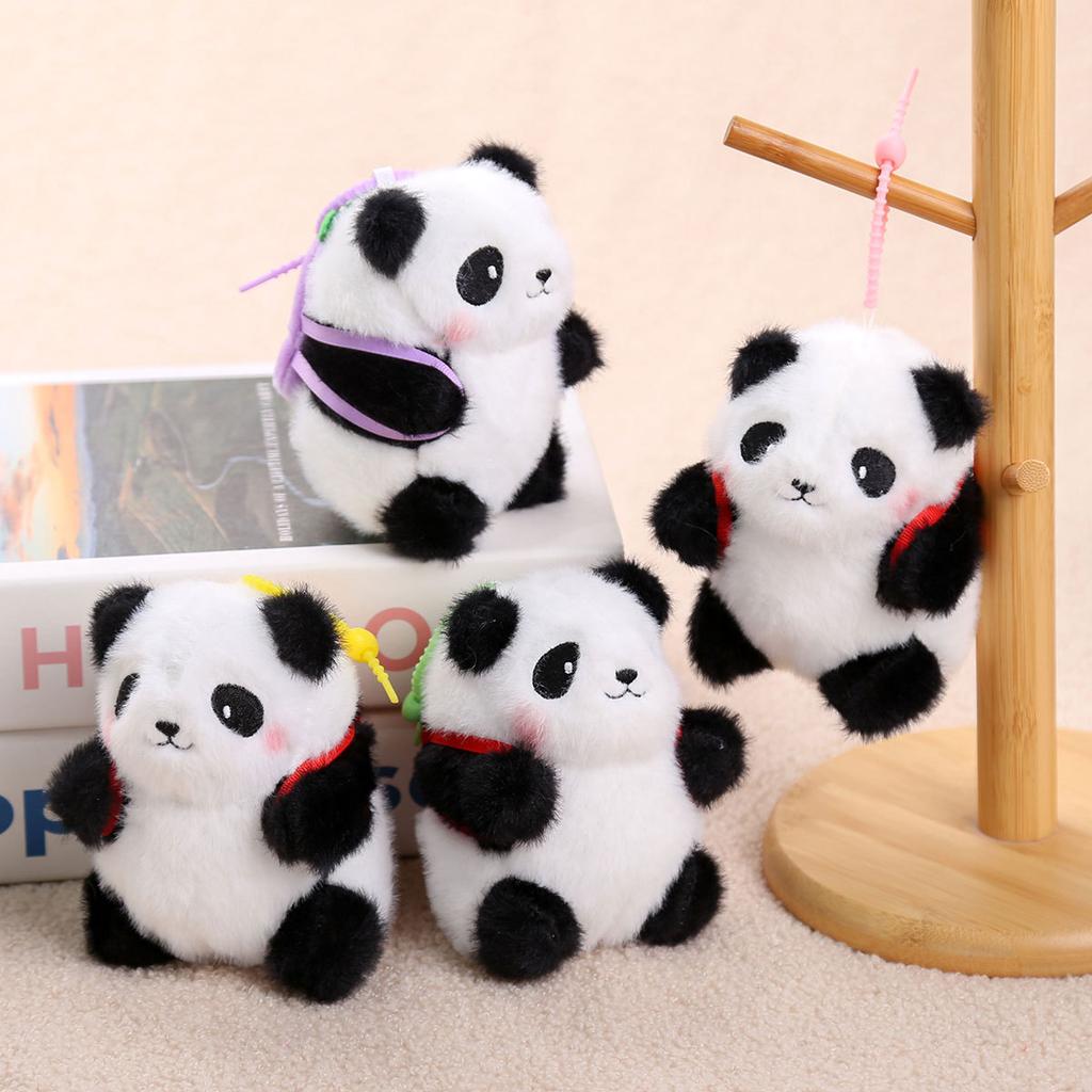 Panda family pendant small doll keychain bag plush toy birthday gift girl doll doll