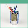 Mesh Creative Wire Pen Holder Alarm Clock Snooze Electronic Table Clock With Temperature Humidity Calendar Display